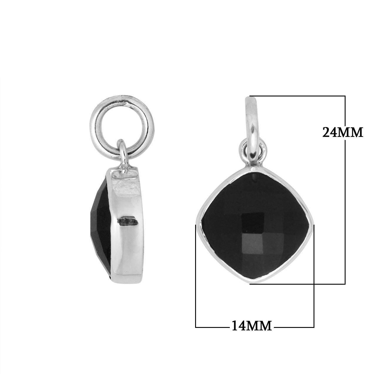 Sterling silver cushion-cut pendant with polished Black Onyx stone