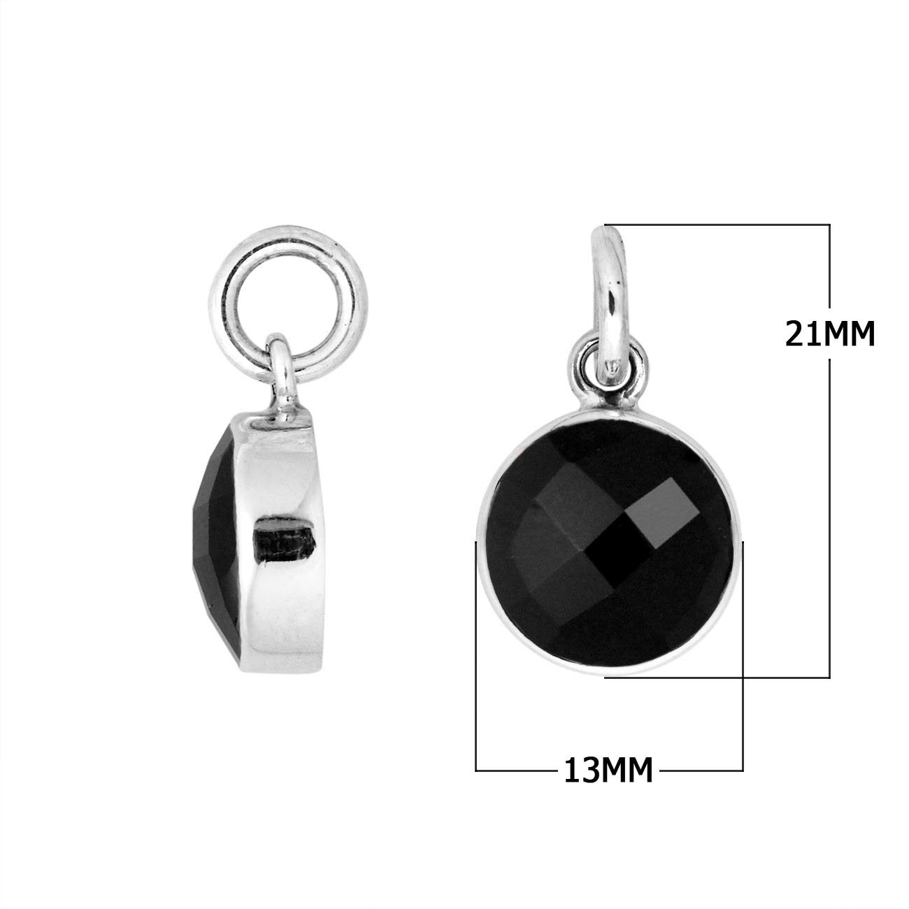 AP-6158-OX Sterling Silver Round Shape Pendant With Black Onyx Jewelry Bali Designs Inc 