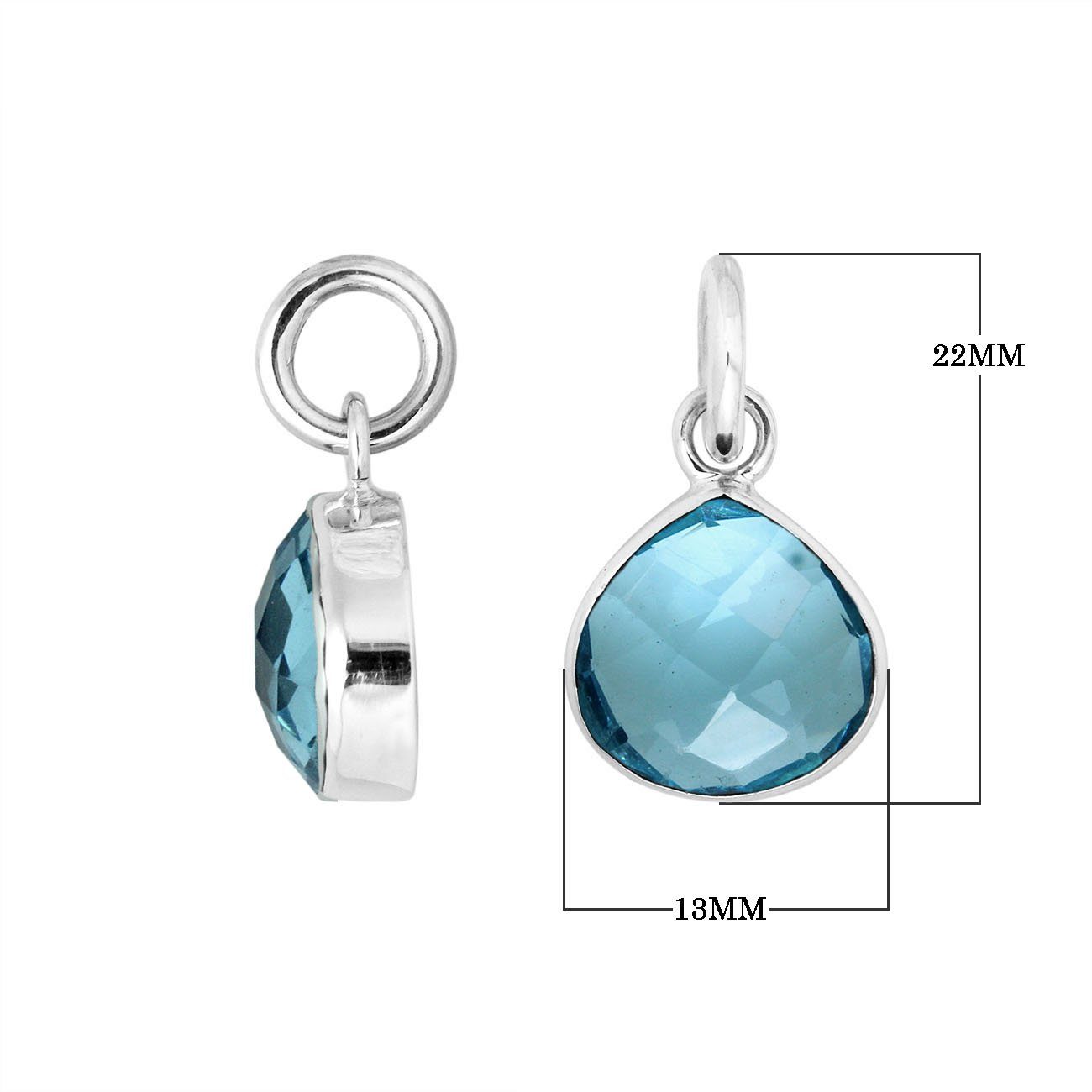 Sterling silver teardrop pendant with polished Blue Topaz Quartz stone