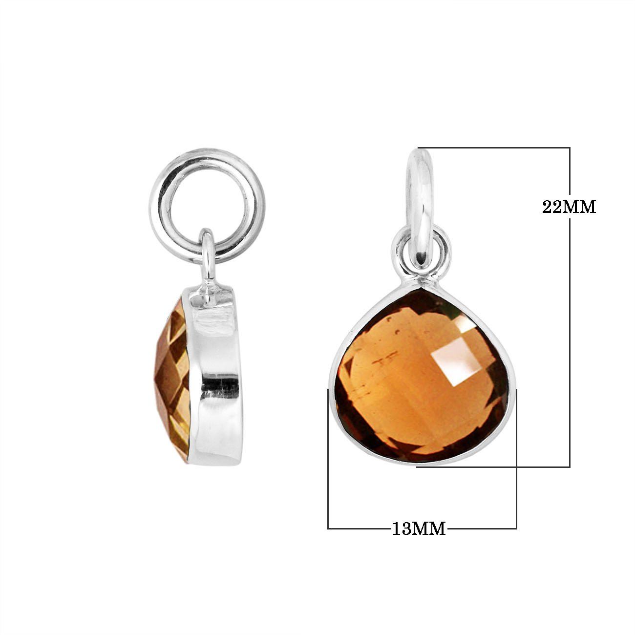Sterling silver teardrop pendant with polished Citrine Quartz stone in golden glow