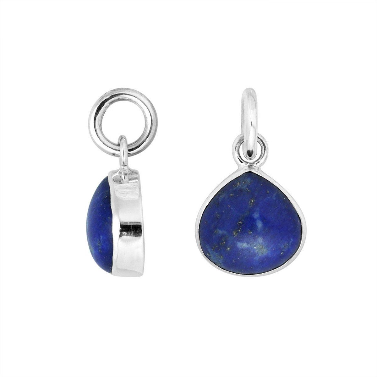Sterling silver teardrop pendant with polished deep blue Lapis stone