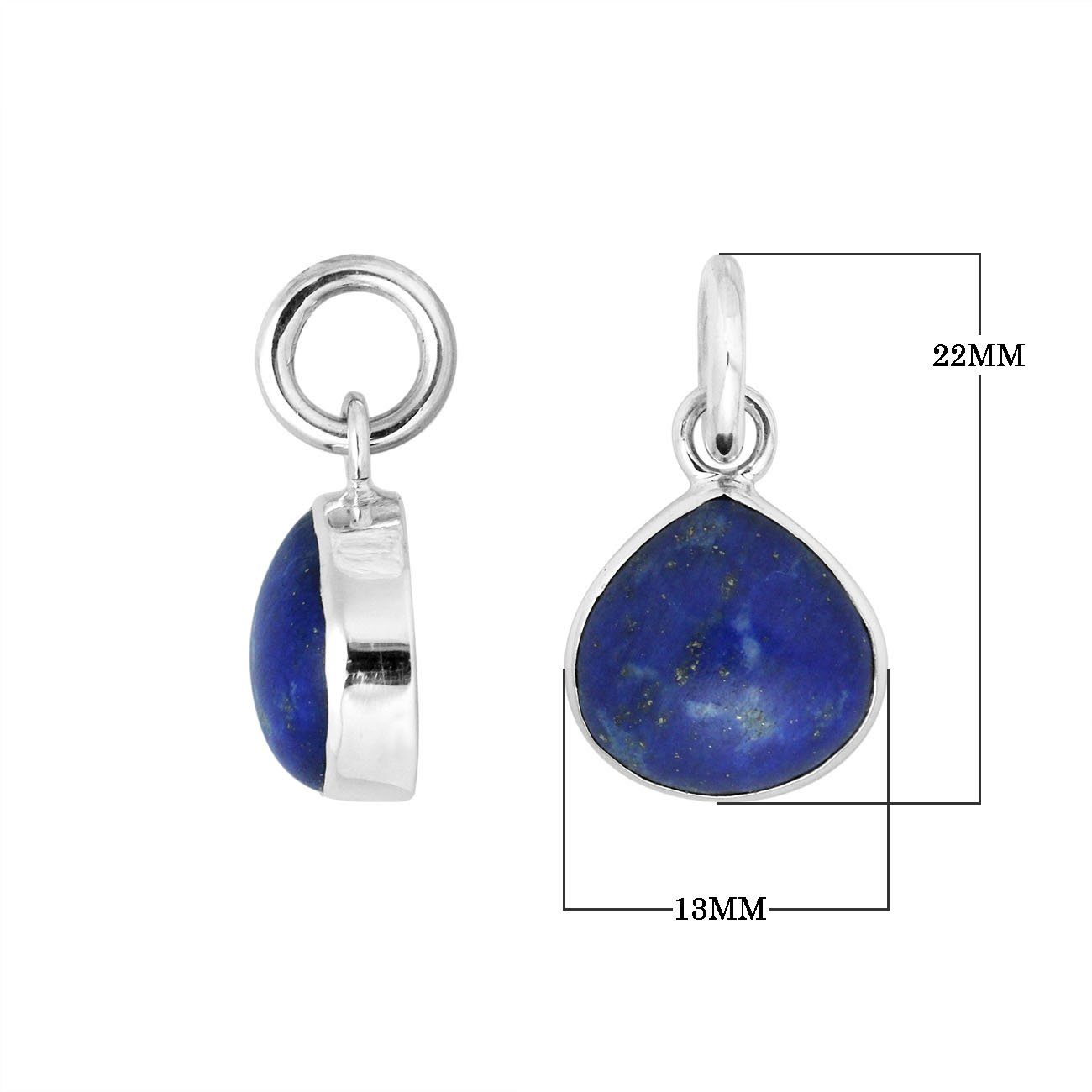 Sterling silver teardrop pendant with polished deep blue Lapis stone