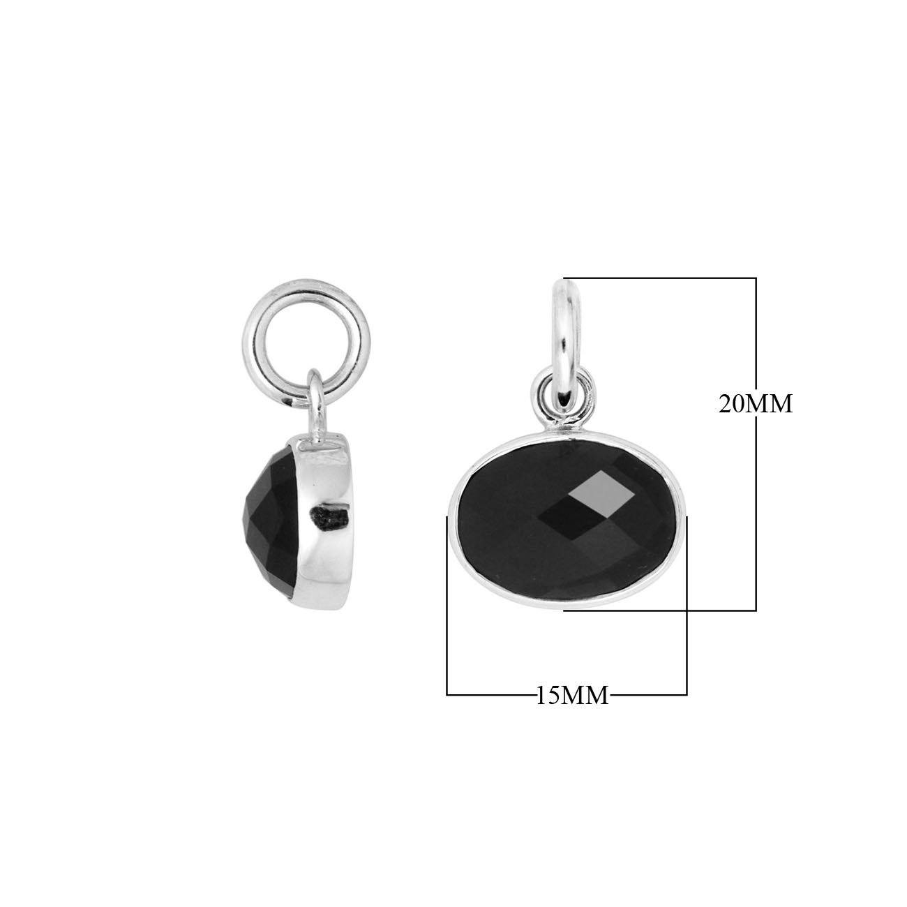 Oval Sterling Silver pendant with faceted Black Onyx stone