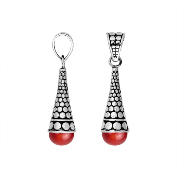 AP-6170-CR Sterling Silver Pendant With Coral Jewelry Bali Designs Inc 