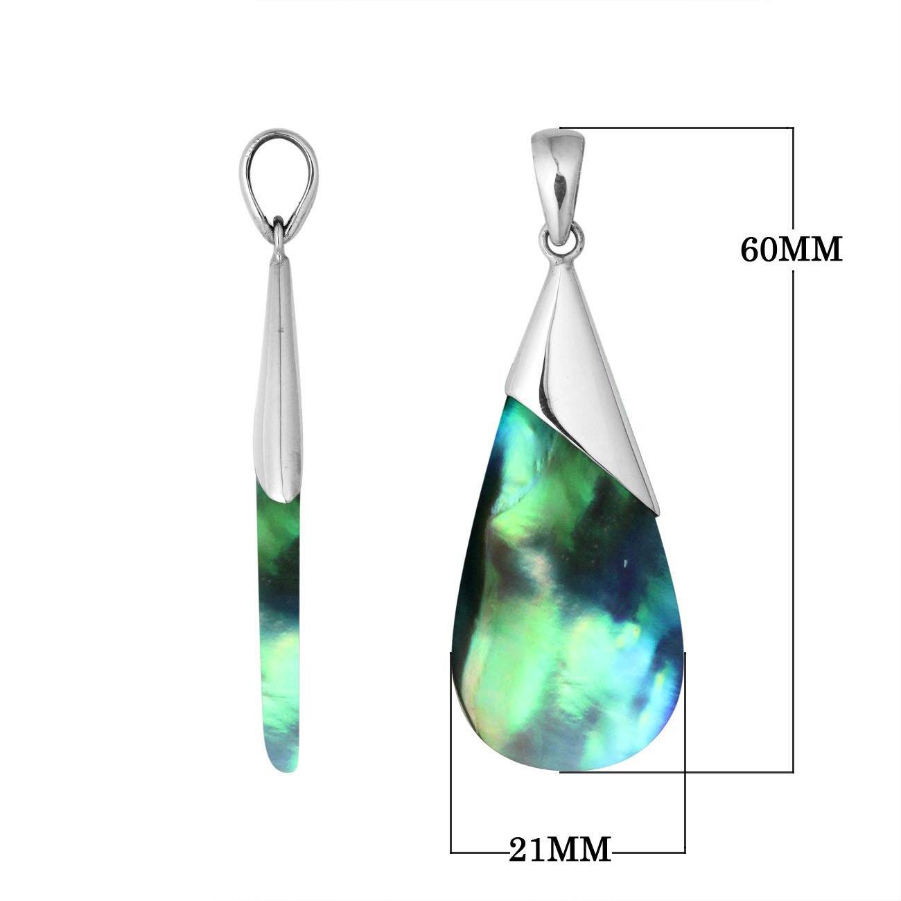 Elegant Handcrafted Silver Overlay Teardrop Pendant With Natural Abalone Shell For Women