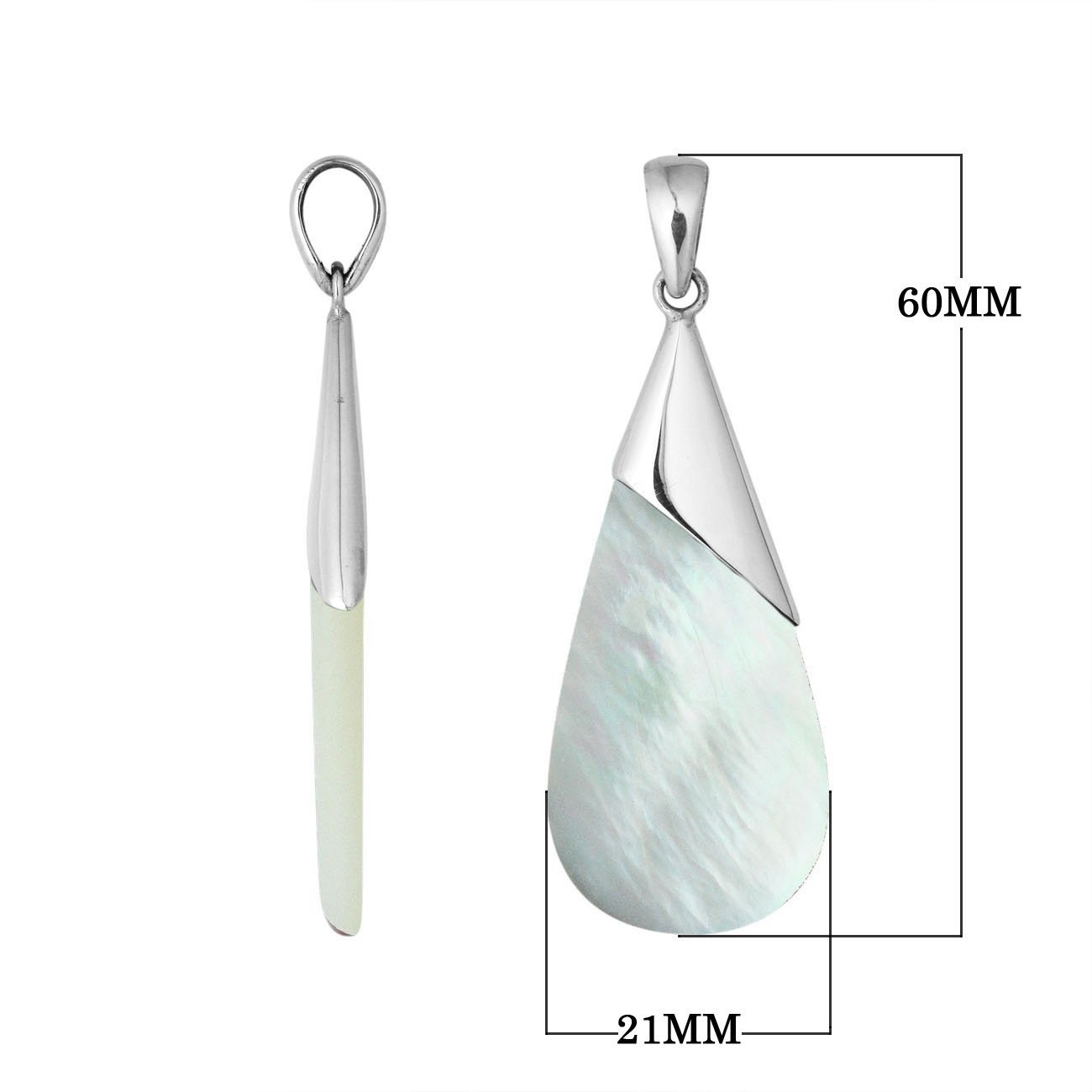 Handcrafted 925 Silver Overlay Teardrop Pendant With Mother Of Pearl For Women