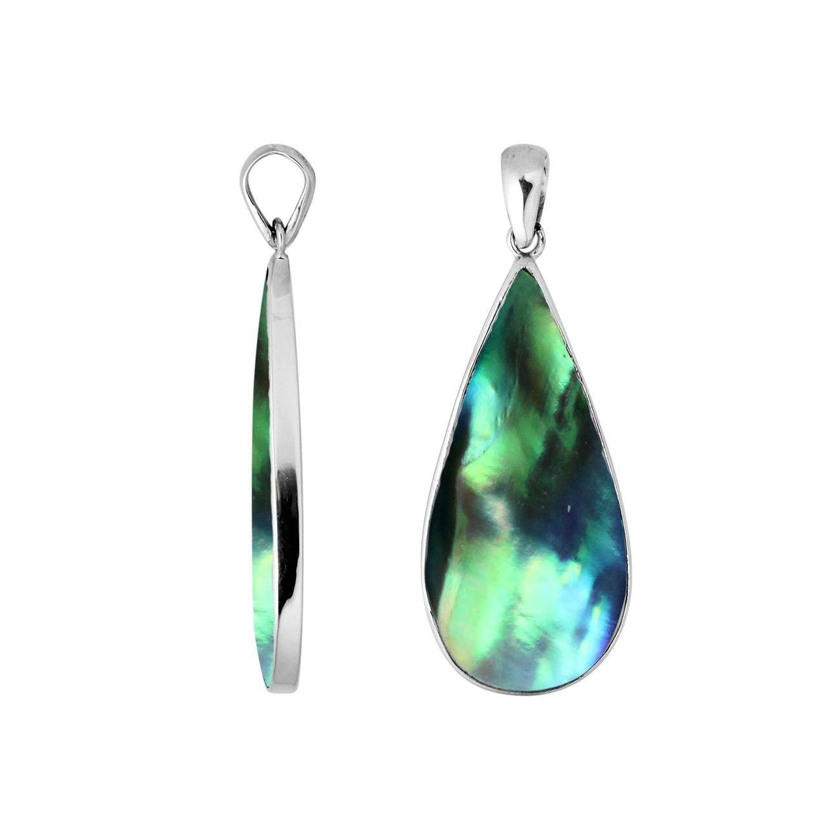 Handcrafted 925 Silver Oval Pendant With Abalone Shell And Intricate Filigree Design For Women