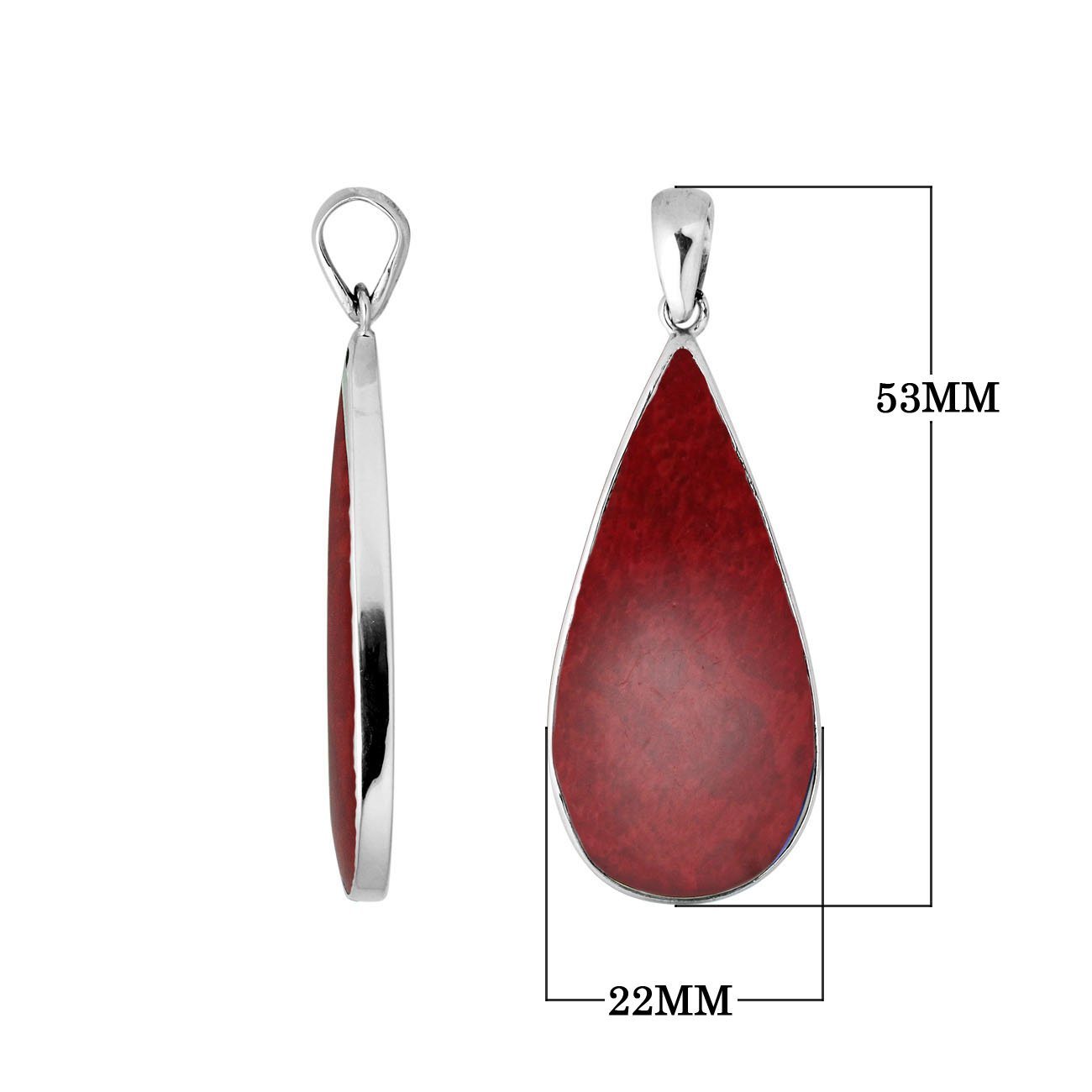 Handcrafted 925 Silver Teardrop Pendant With Red Coral For Women