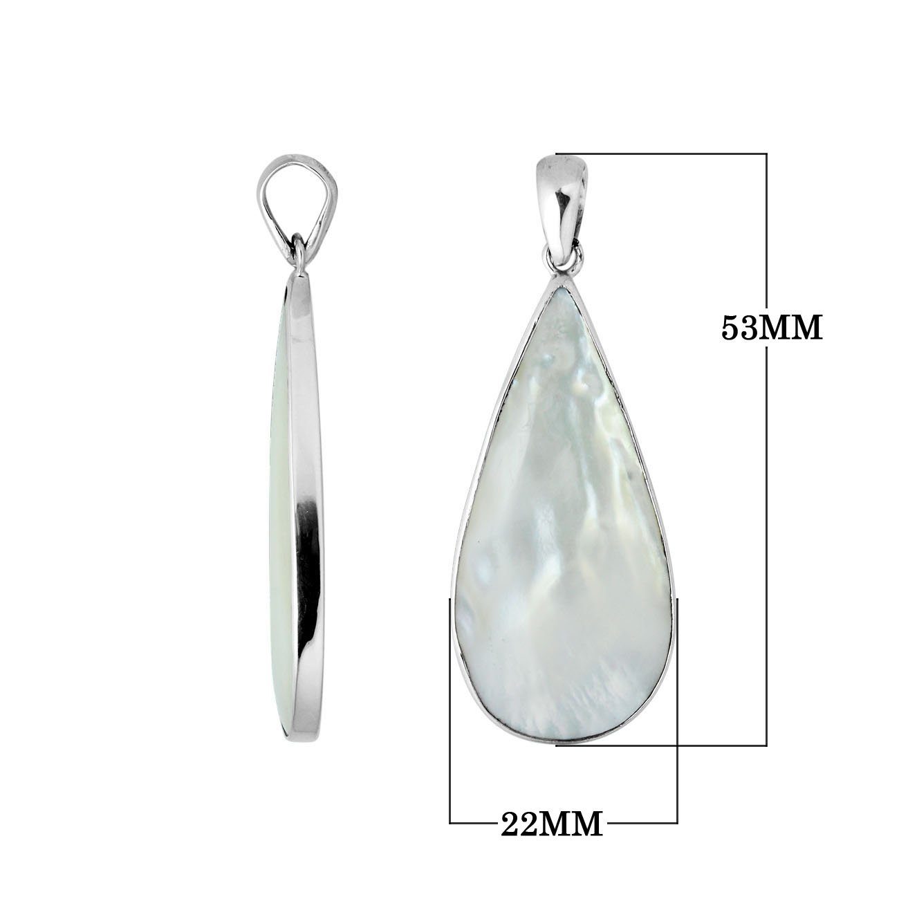 Handcrafted 925 Silver Teardrop Pendant With Mother Of Pearl For Women
