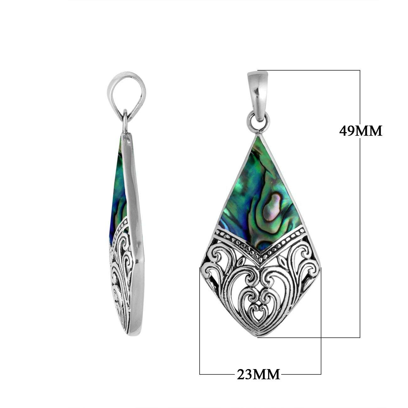 925 Sterling Silver Artistic Diamond Pendant Featuring Abalone Shell