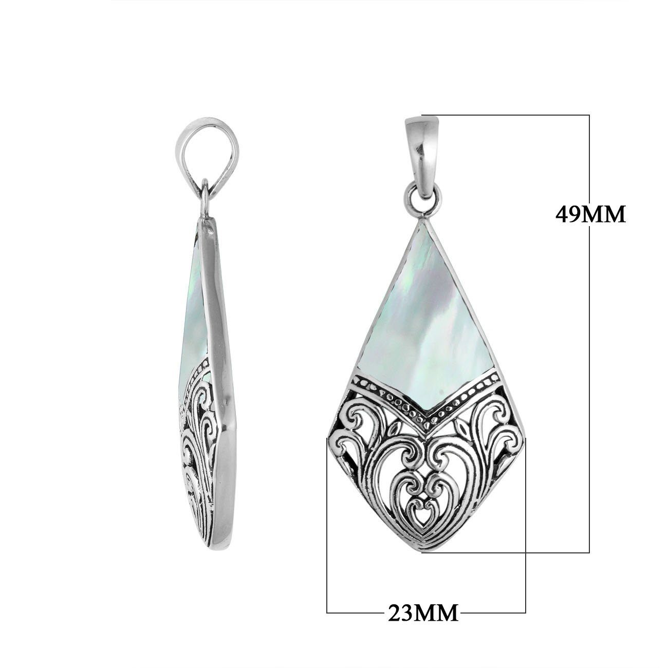 925 Sterling Silver Artistic Diamond Pendant Featuring Mother Of Pearl