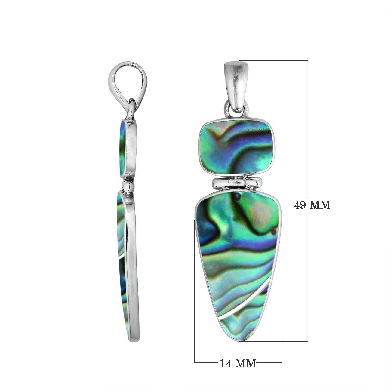 Sterling Silver Abalone Shell Geometric Dual Design Pendant For Women.