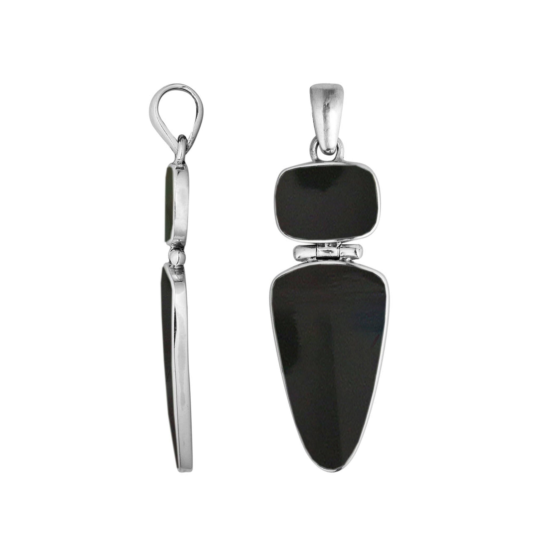 AP-6244-SHB Sterling Silver Pendant With Black Shell Jewelry Bali Designs Inc 