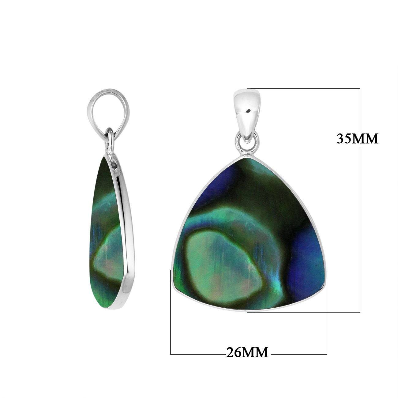 Sterling Silver Abalone Shell Triangular Pendant With Ocean-Inspired Elegance.