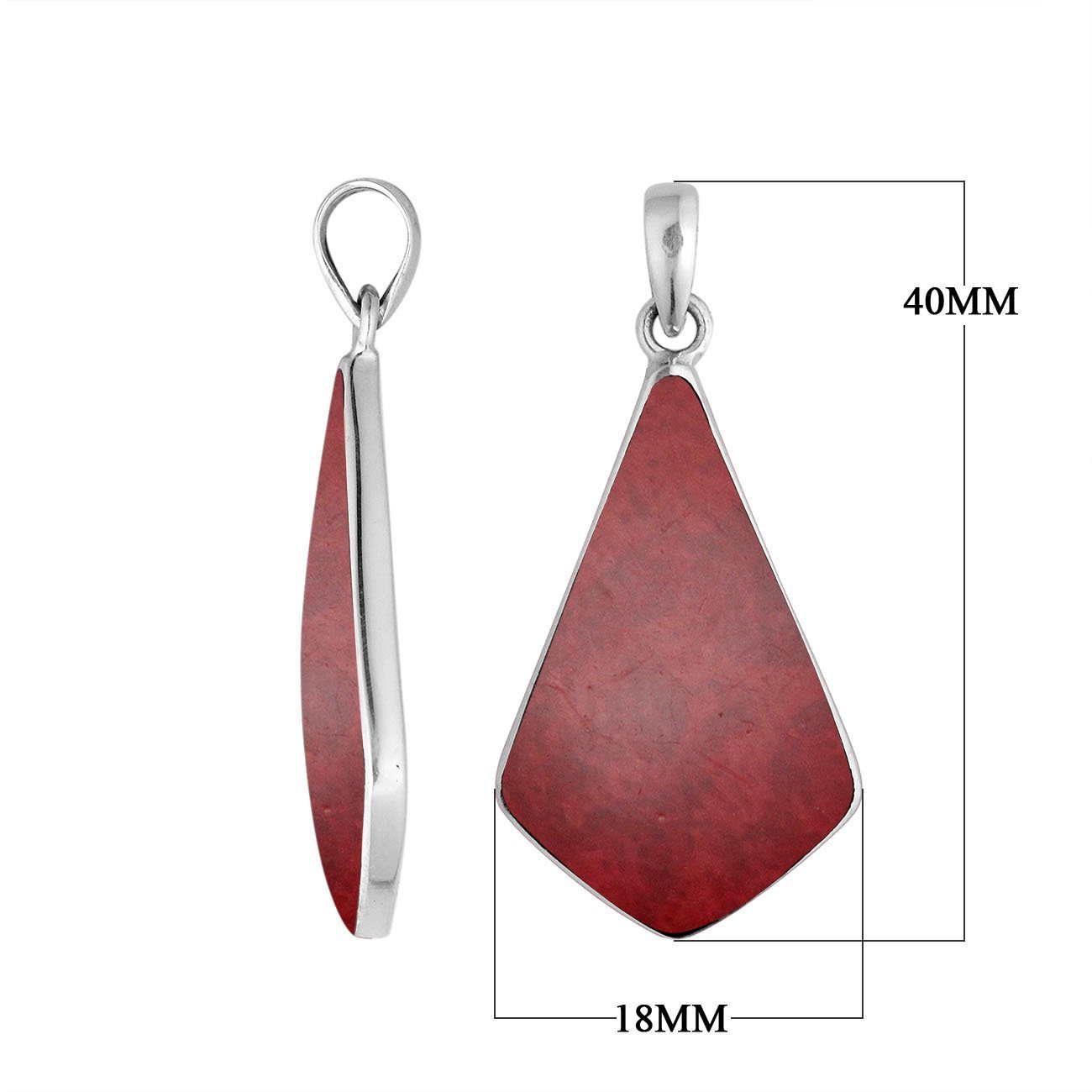 Sterling Silver Red Coral Geometric Pendant With Bold Red Charm And Balinese Elegance.