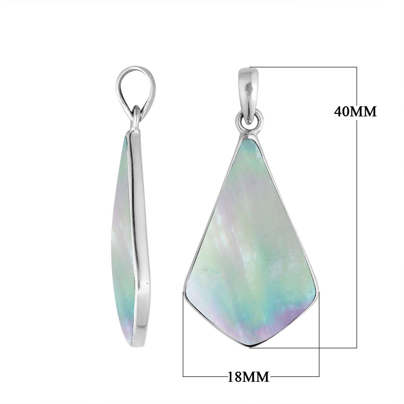 Handcrafted Sterling Silver Graceful Abstract Mother Of Pearl Pendant From Bali.