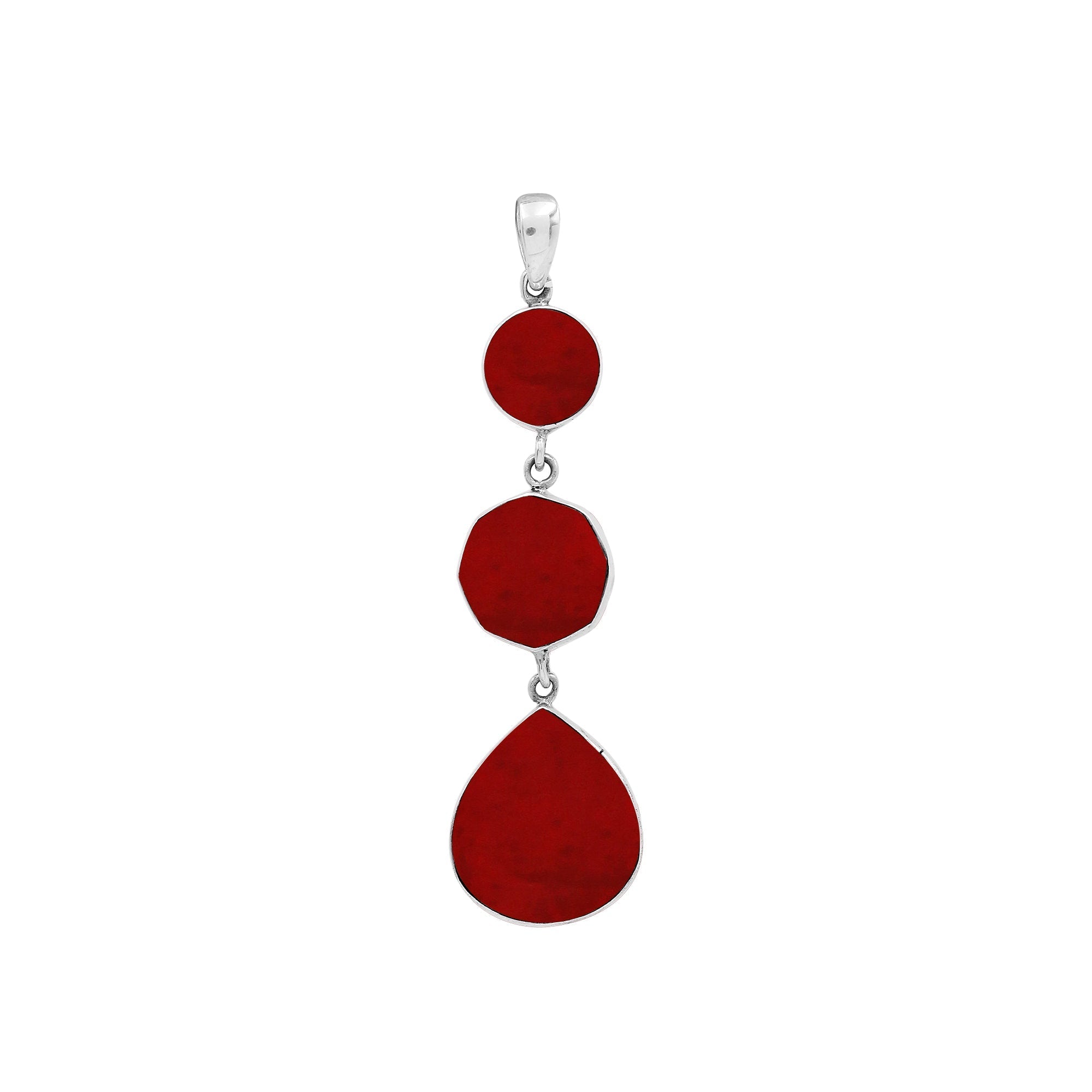 AP-6248-CR Sterling Silver Pendant With Coral Jewelry Bali Designs Inc 