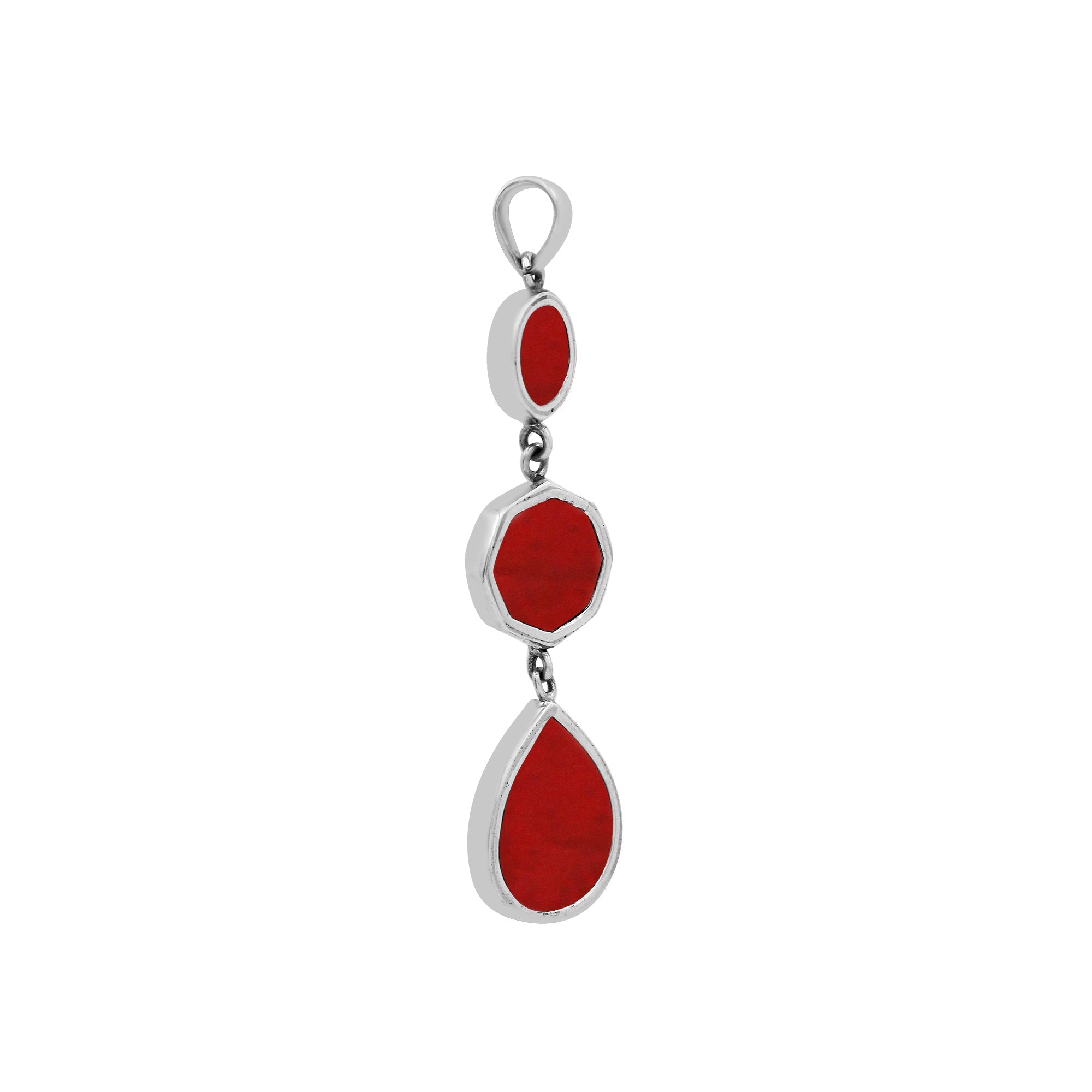 AP-6248-CR Sterling Silver Pendant With Coral Jewelry Bali Designs Inc 