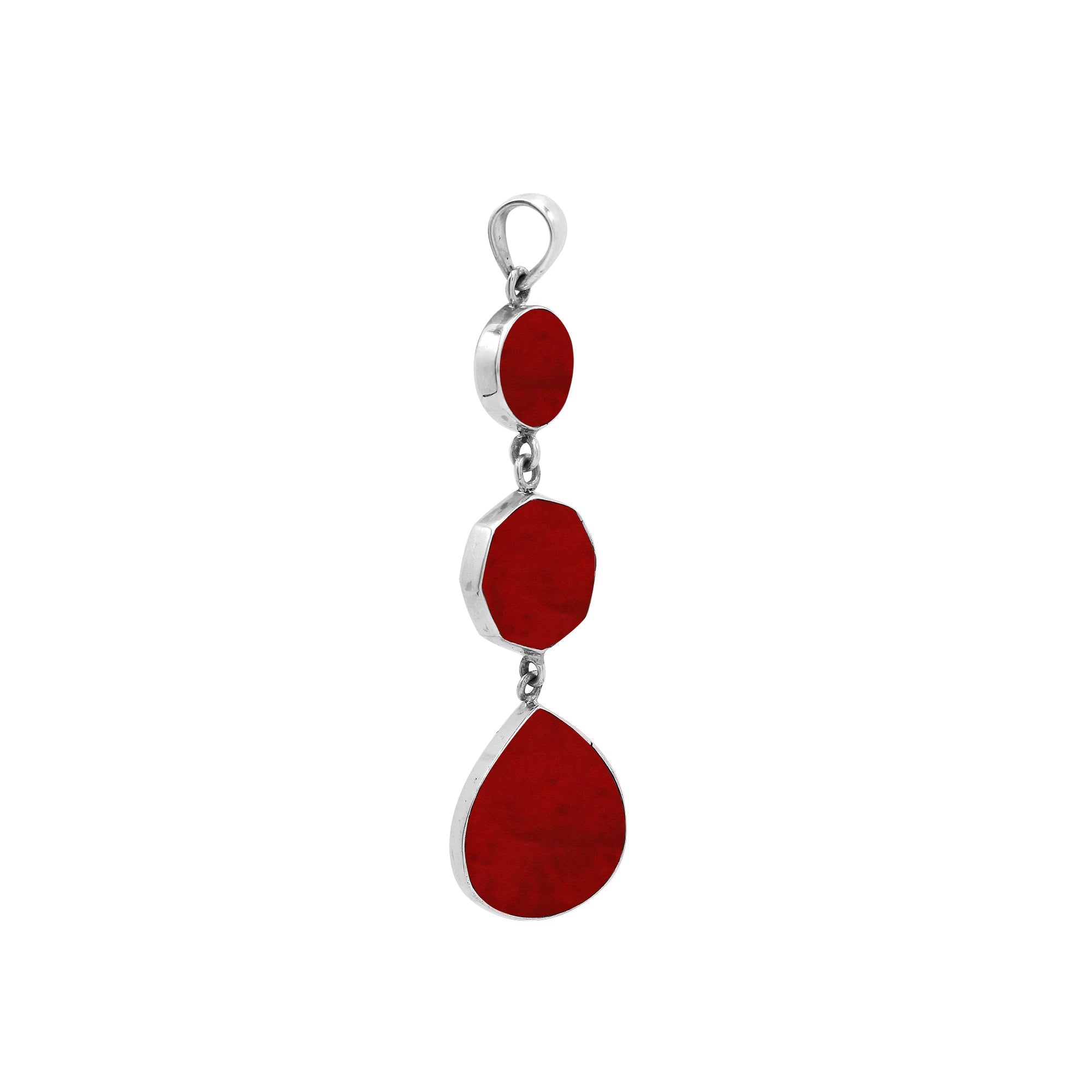 AP-6248-CR Sterling Silver Pendant With Coral Jewelry Bali Designs Inc 