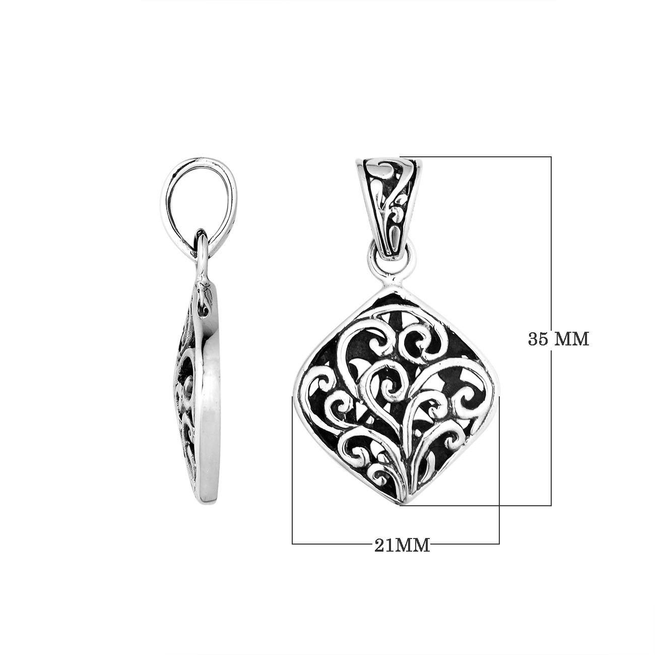 Handcrafted Sterling Silver Filigree Diamond Pendant From Bali.