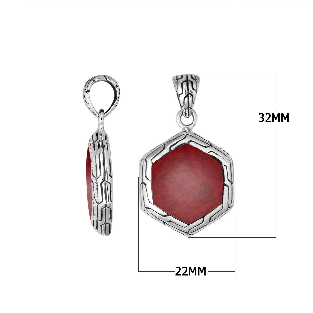 AP-6255-CR Sterling Silver Pendant With Coral Jewelry Bali Designs Inc 