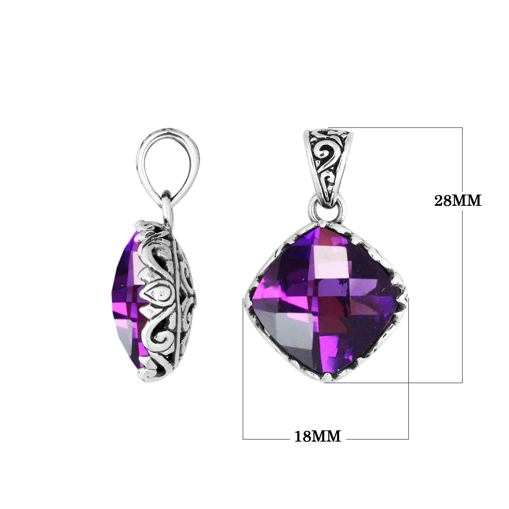 AP-6256-AM Sterling Silver Cushion Shape Pendant With Amethyst Jewelry Bali Designs Inc 