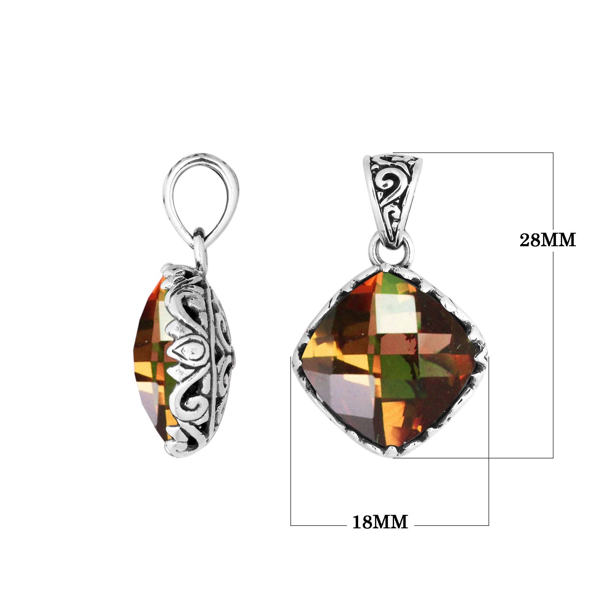 AP-6256-CT Sterling Silver Cushion Shape Pendant With Citrine Jewelry Bali Designs Inc 
