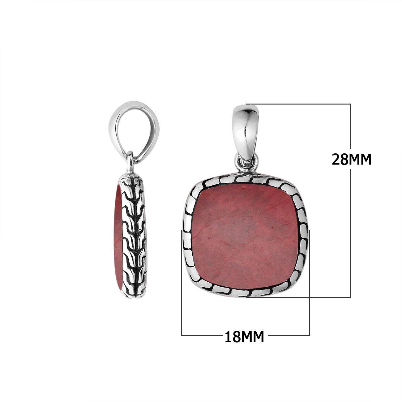 AP-6257-CR Sterling Silver Pendant With Coral Jewelry Bali Designs Inc 