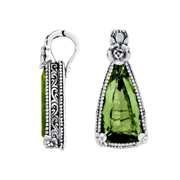 AP-6261-GAM Sterling Silver Pendant With Green Amethyst Q. Jewelry Bali Designs Inc 