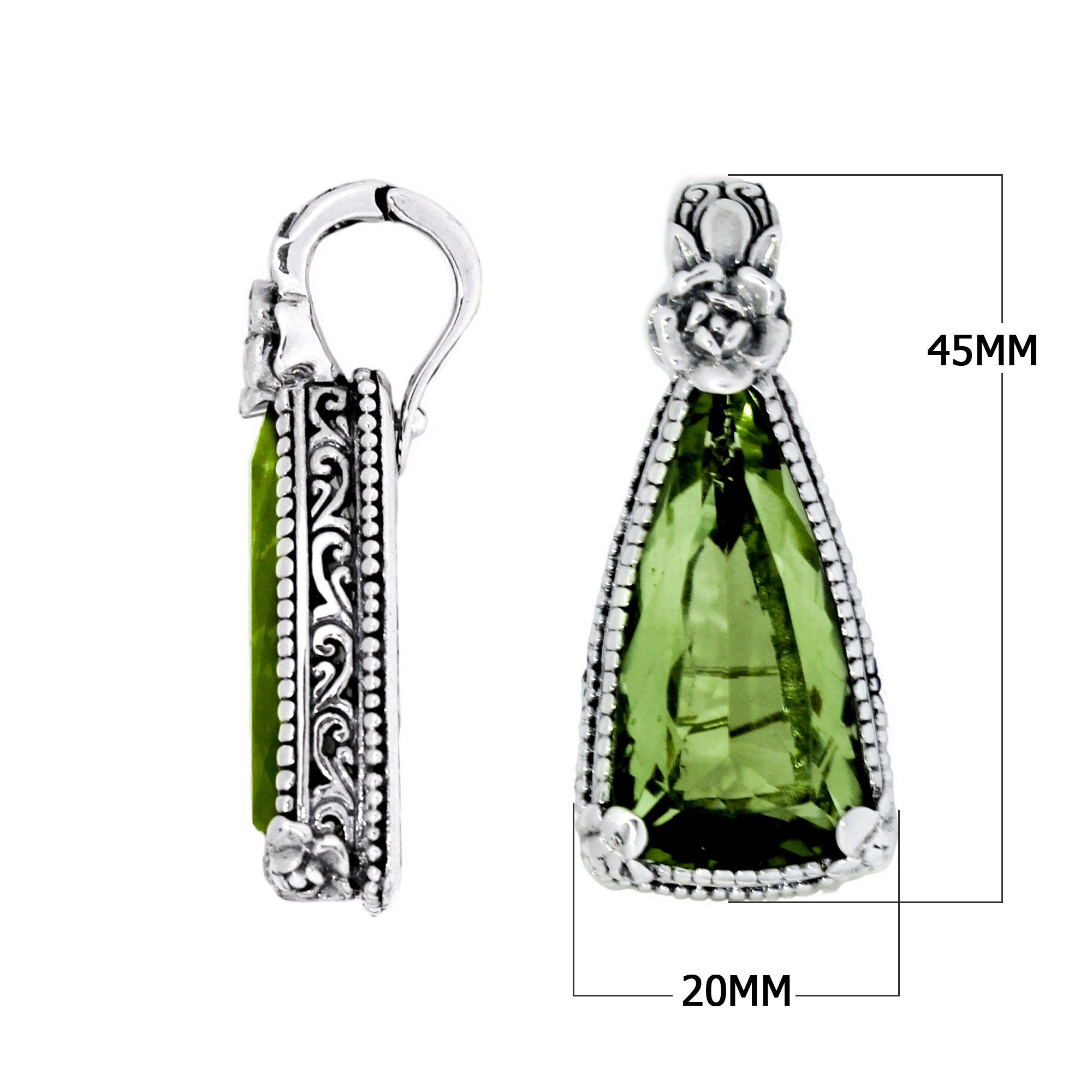 AP-6261-GAM Sterling Silver Pendant With Green Amethyst Q. Jewelry Bali Designs Inc 