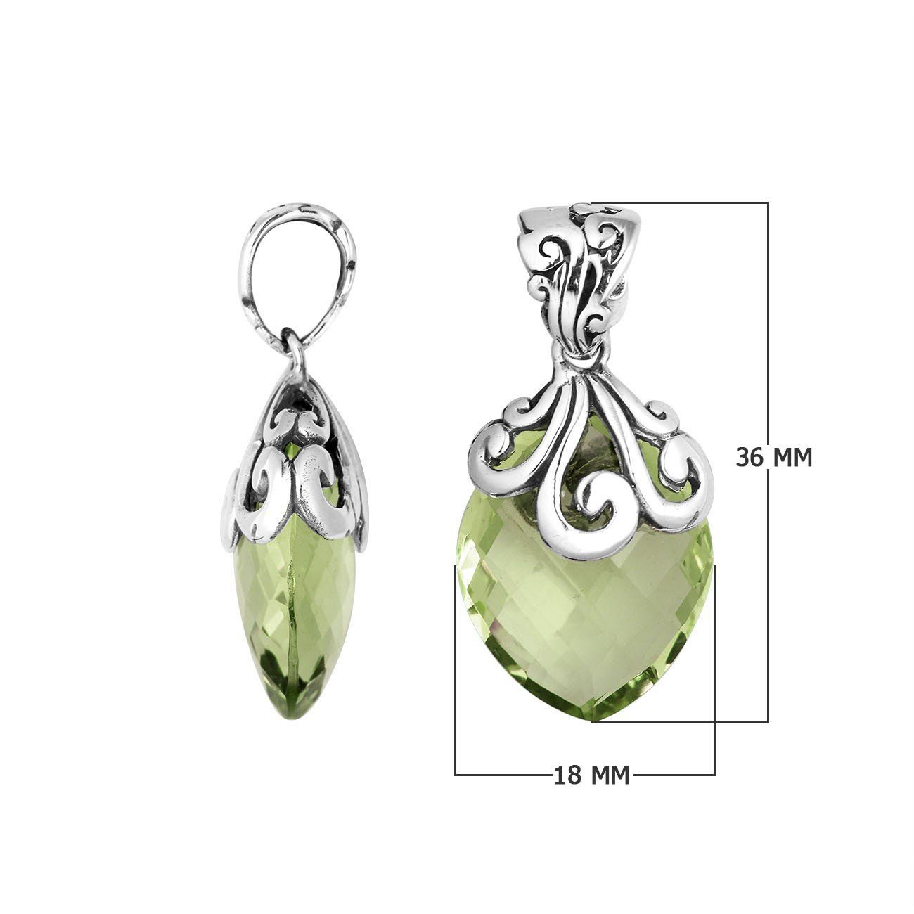 AP-6264-GAM Sterling Silver Pendant With Green Amethyst Q. Jewelry Bali Designs Inc 