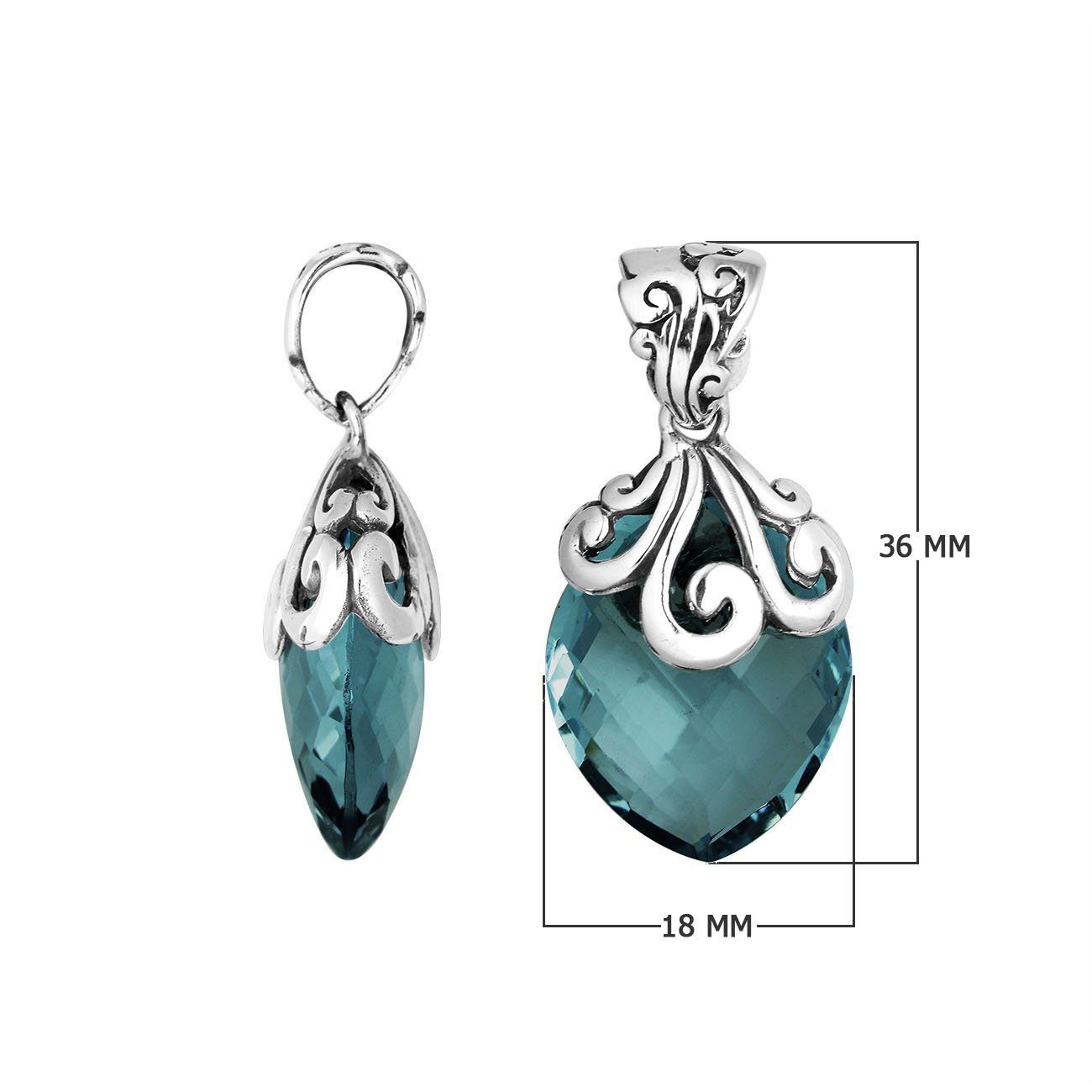 AP-6264-LBT Sterling Silver Pendant With London Blue Topaz Q. Jewelry Bali Designs Inc 