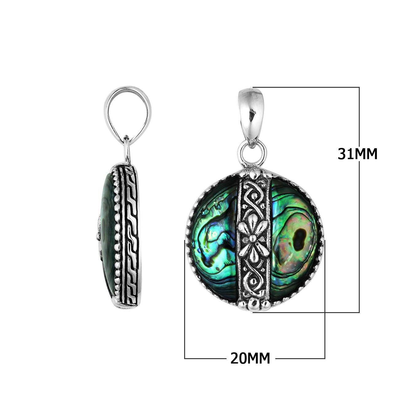 AP-6265-AB Sterling Silver Pendant With Abalone Shell Jewelry Bali Designs Inc 