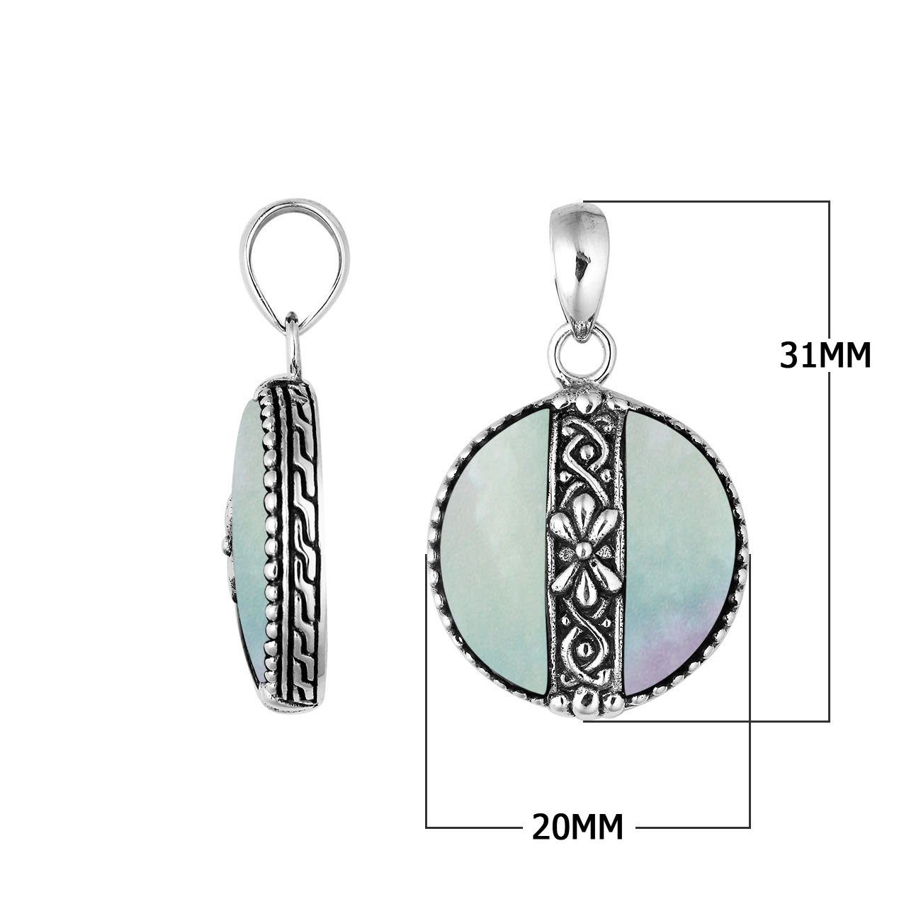 AP-6265-MOP Sterling Silver Pendant With Mother Of Pearl Jewelry Bali Designs Inc 