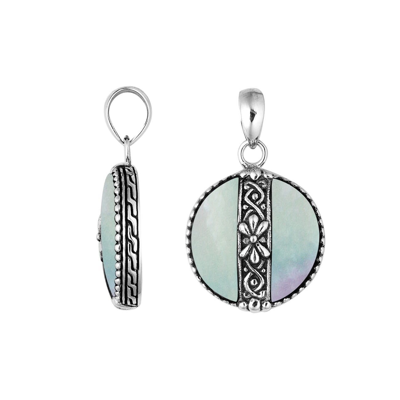 AP-6265-MOP Sterling Silver Pendant With Mother Of Pearl Jewelry Bali Designs Inc 