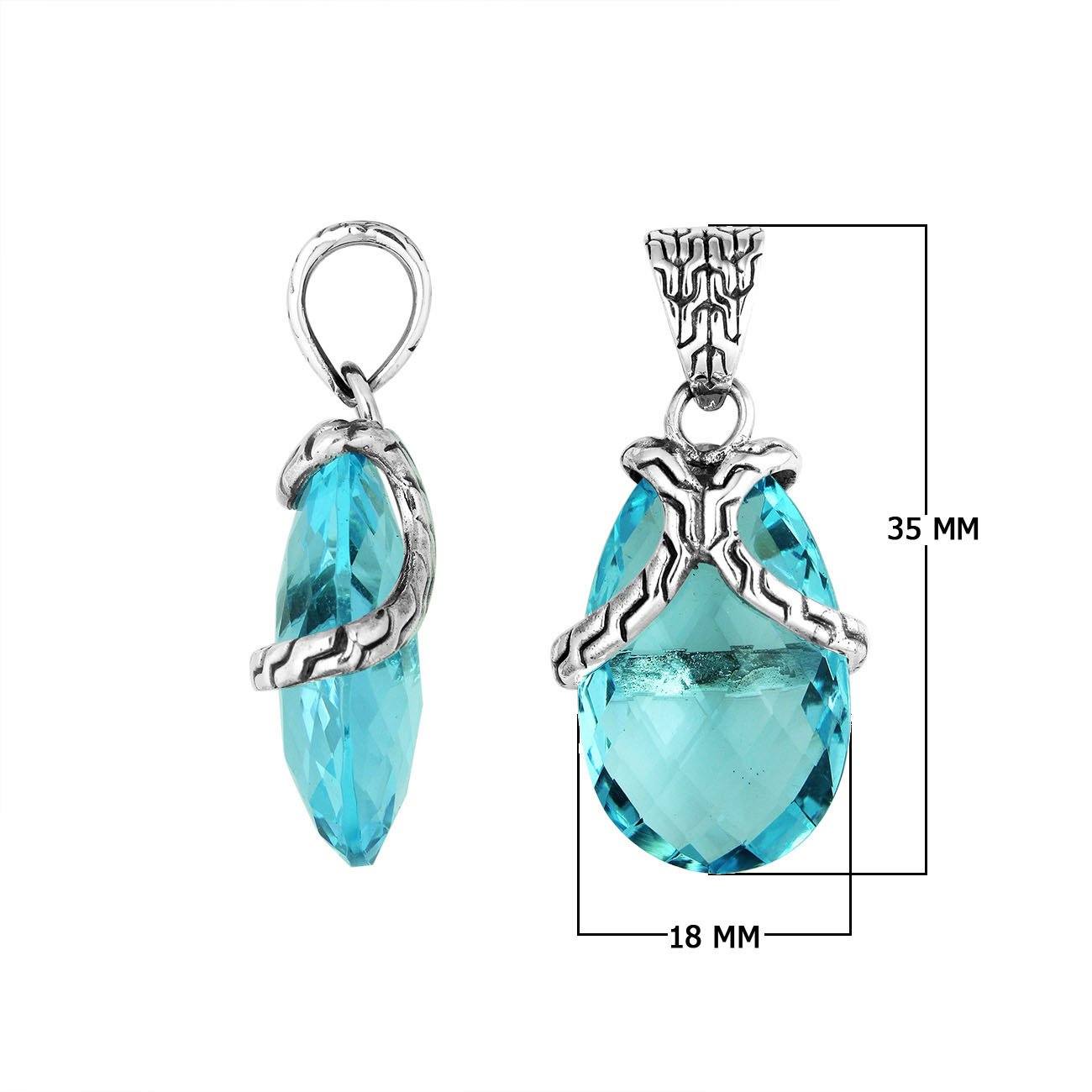 AP-6267-BT Sterling Silver Pendant With Blue Topaz Q. Jewelry Bali Designs Inc 