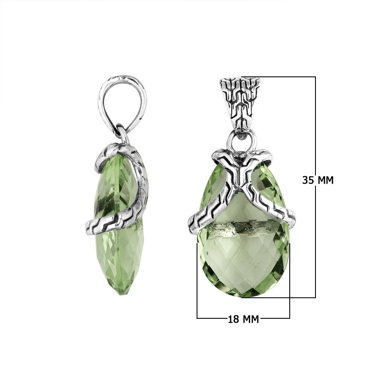 AP-6267-GAM Sterling Silver Pendant With Green Amethyst Q. Jewelry Bali Designs Inc 