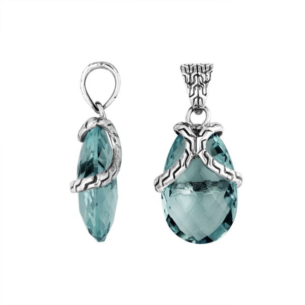 AP-6267-LBT Sterling Silver Pendant With London Blue Topaz Q. Jewelry Bali Designs Inc 