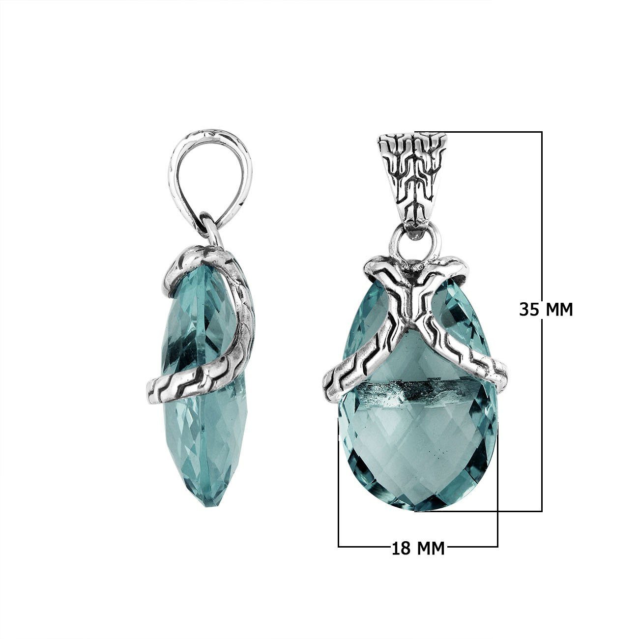 AP-6267-LBT Sterling Silver Pendant With London Blue Topaz Q. Jewelry Bali Designs Inc 