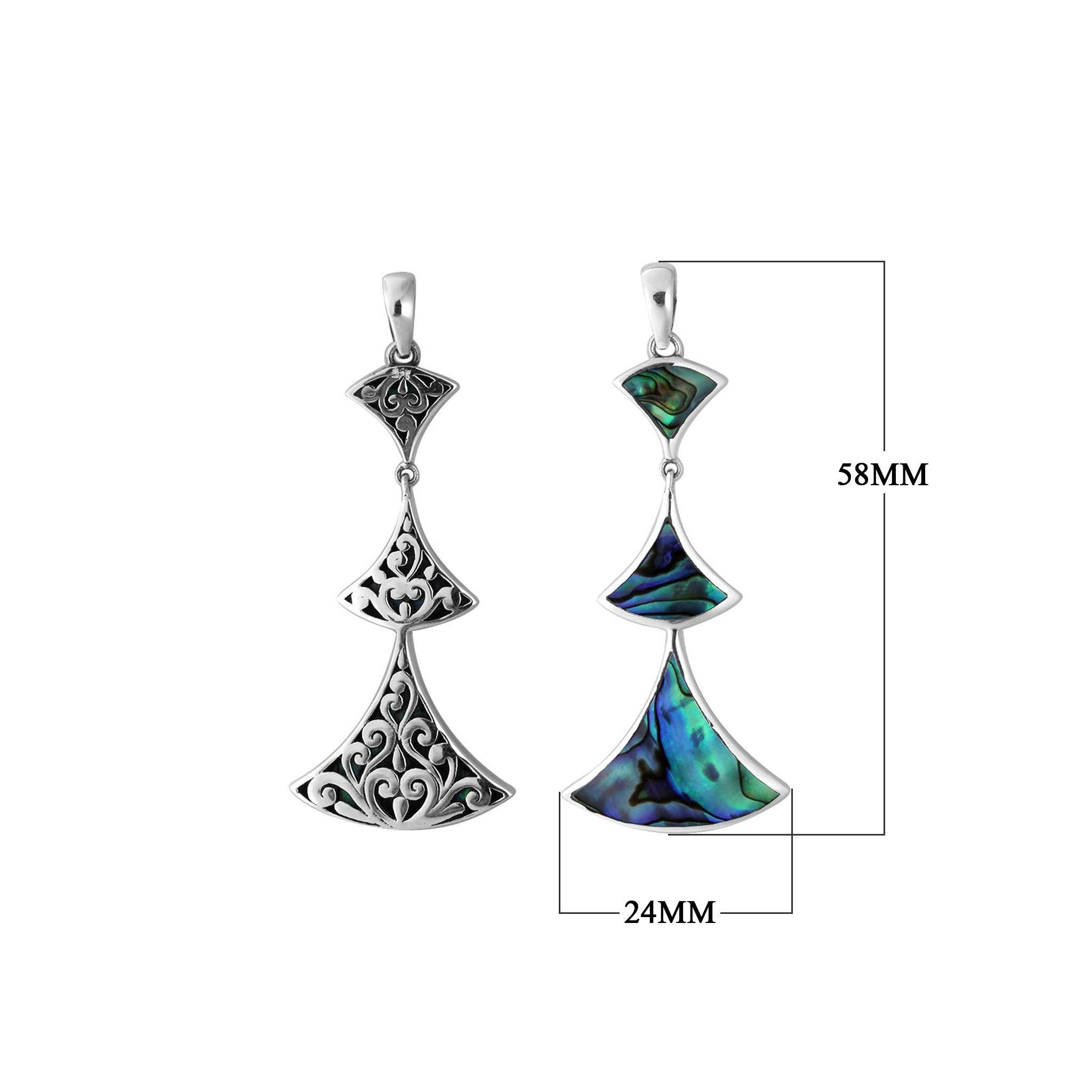AP-6269-AB Sterling Silver Pendant With Abalone Shell Jewelry Bali Designs Inc 