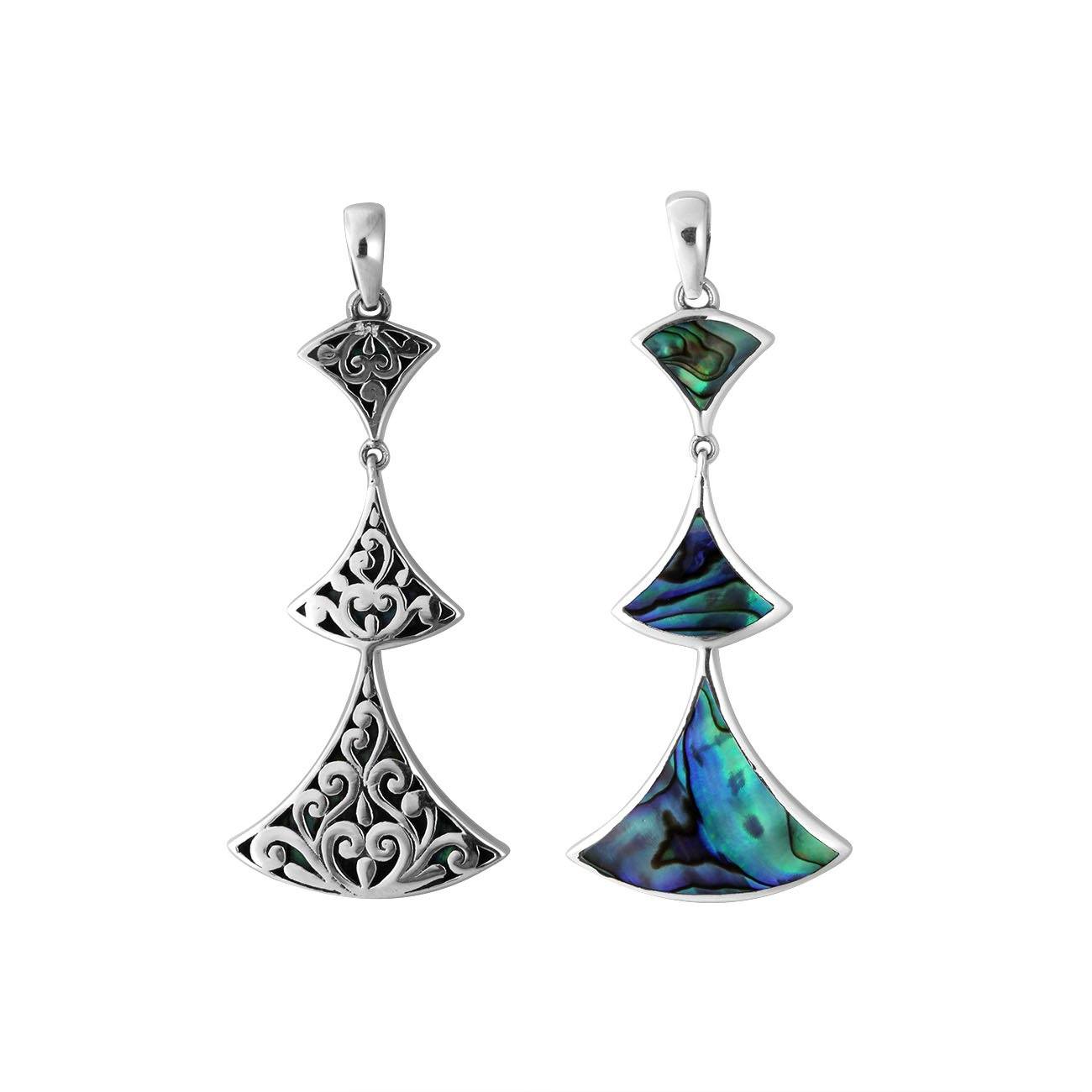 AP-6269-AB Sterling Silver Pendant With Abalone Shell Jewelry Bali Designs Inc 
