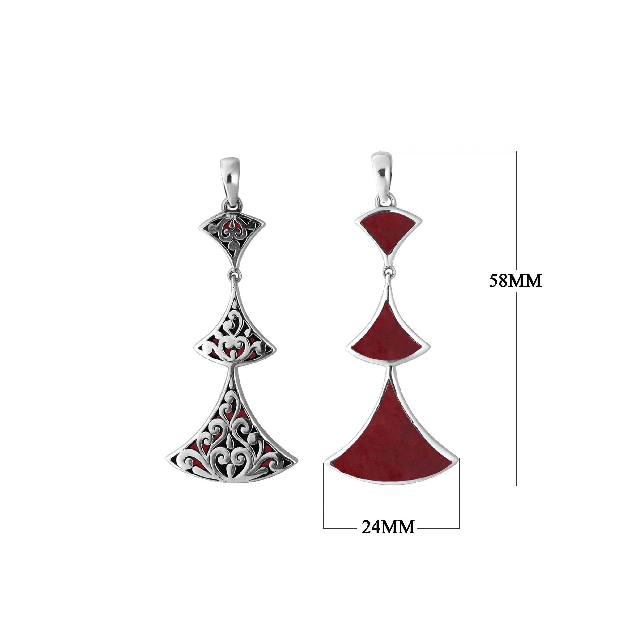 AP-6269-CR Sterling Silver Pendant With Coral Jewelry Bali Designs Inc 