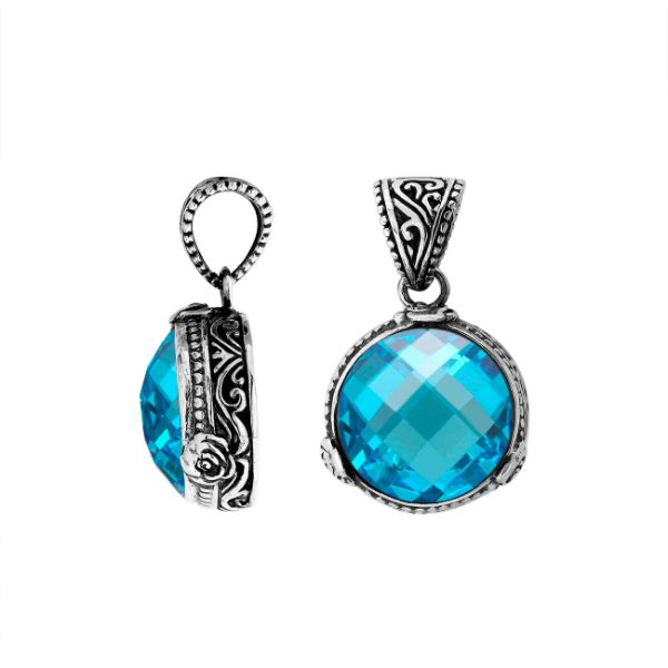 AP-6278-BT Sterling Silver Pendant With Blue Topaz Q. Jewelry Bali Designs Inc 