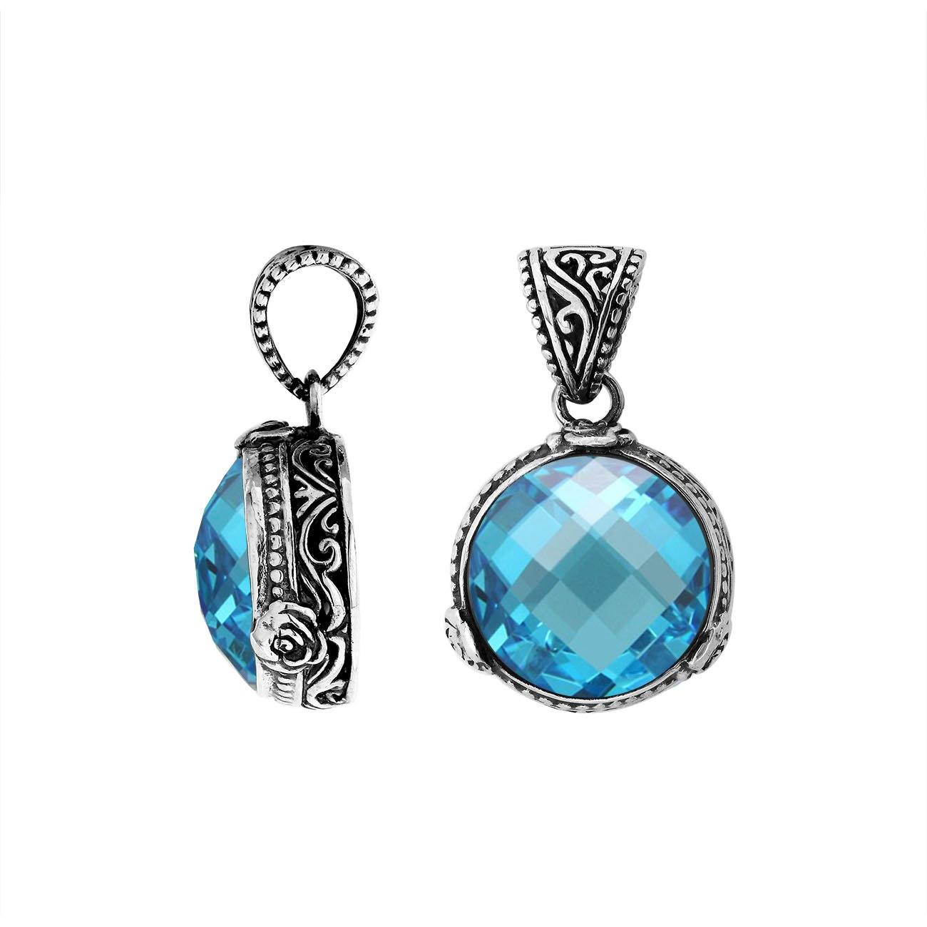 AP-6278-BT Sterling Silver Pendant With Blue Topaz Q. Jewelry Bali Designs Inc 