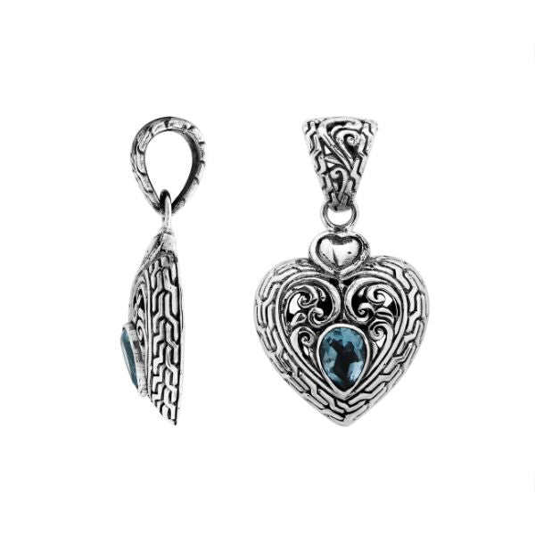 AP-6279-BT Sterling Silver Pendant With Blue Topaz Jewelry Bali Designs Inc 