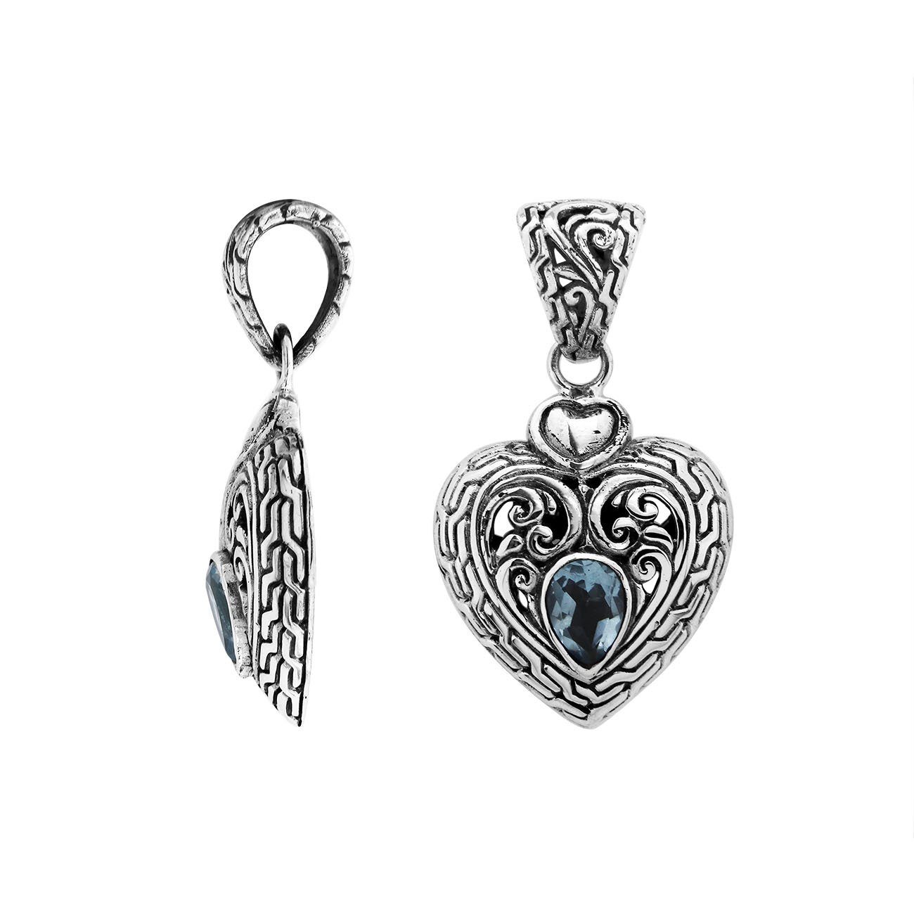 AP-6279-BT Sterling Silver Pendant With Blue Topaz Jewelry Bali Designs Inc 