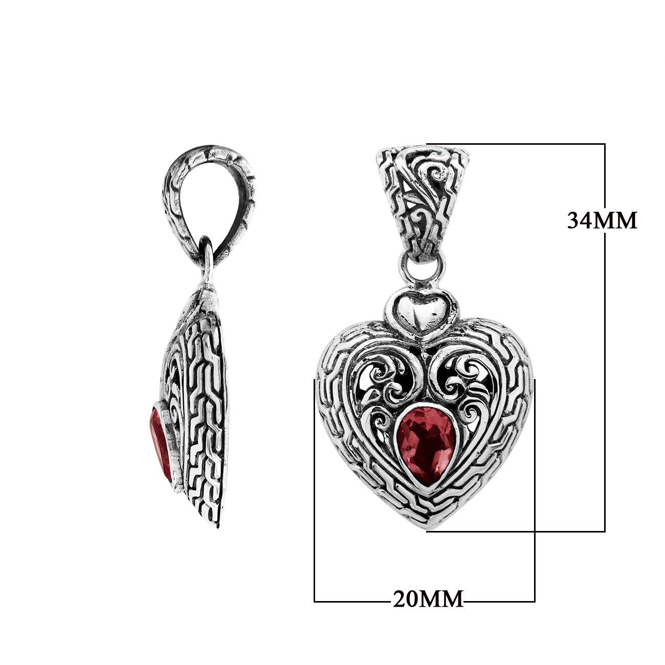 AP-6279-GA Sterling Silver Pendant With Garnet Jewelry Bali Designs Inc 