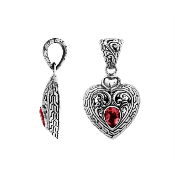 AP-6279-GA Sterling Silver Pendant With Garnet Jewelry Bali Designs Inc 