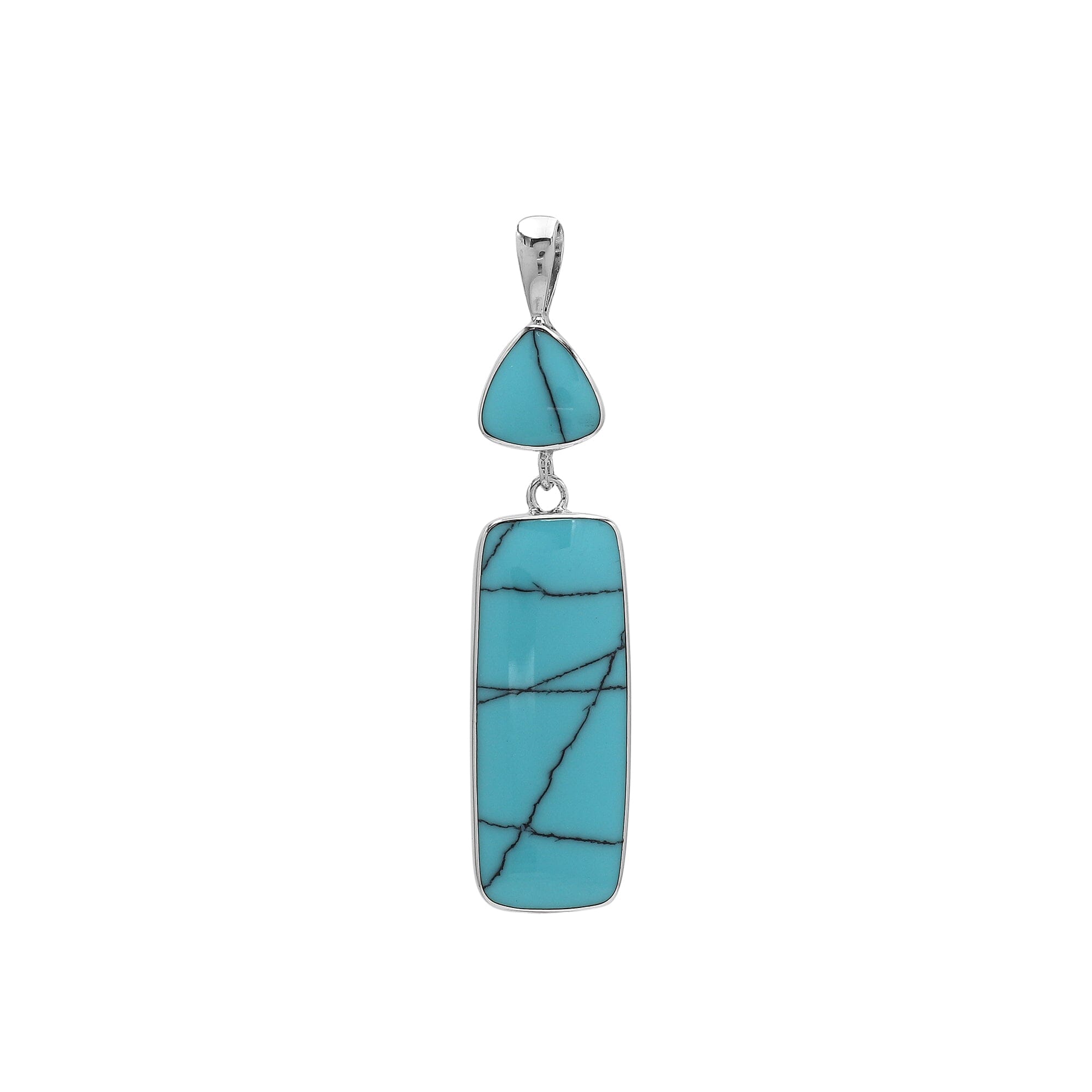 AP-6282-TQ Sterling Silver Pendant With Turquoise Shell Jewelry Bali Designs Inc 