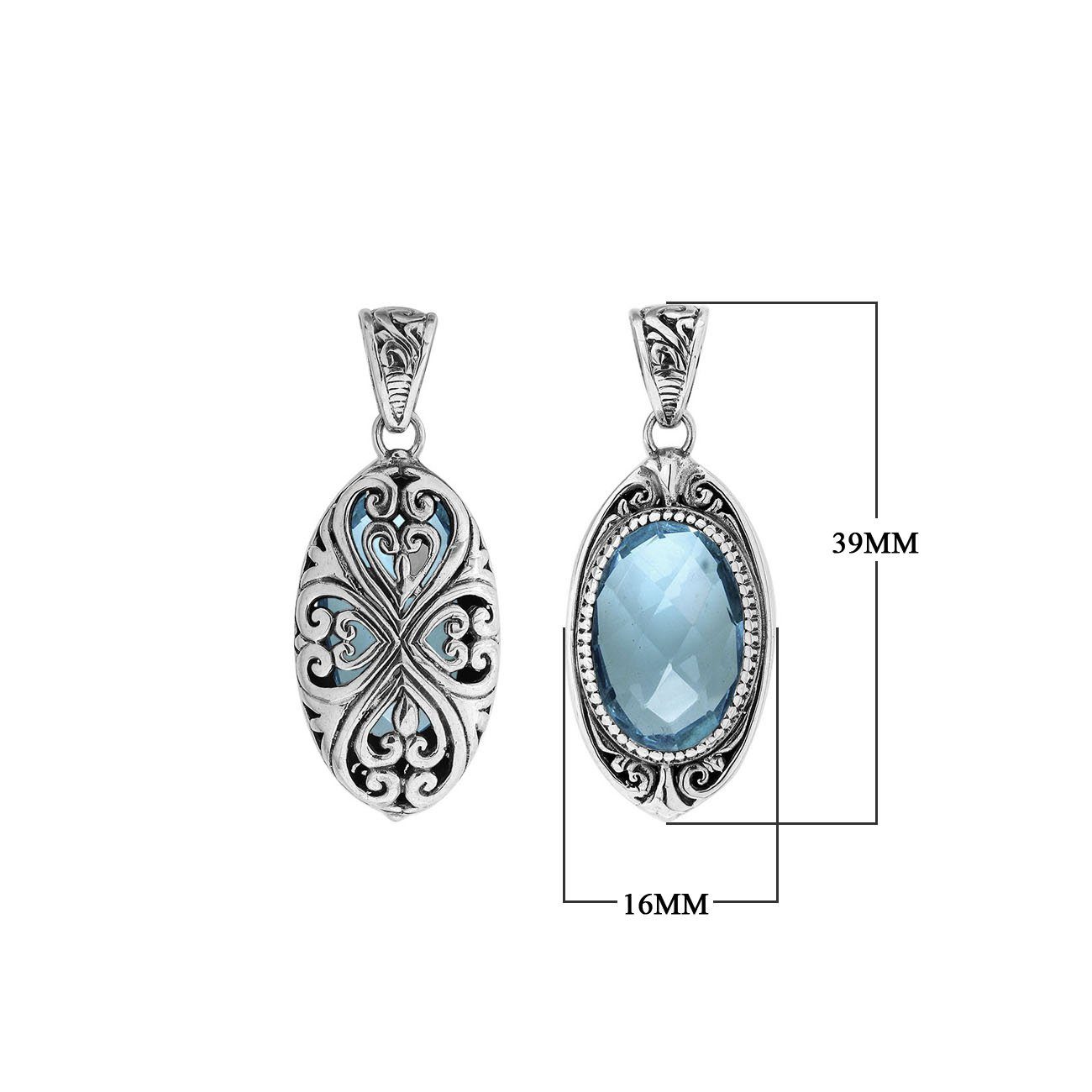 AP-6285-BT Sterling Silver Pendant With Blue Topaz Q. Jewelry Bali Designs Inc 